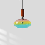 Tilio Iridescent Glass Pendant Light with Walnut Accent