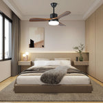 Morty Adams Wooden Ceiling Fan with Integrated LED Light, 48" & 52" Options
