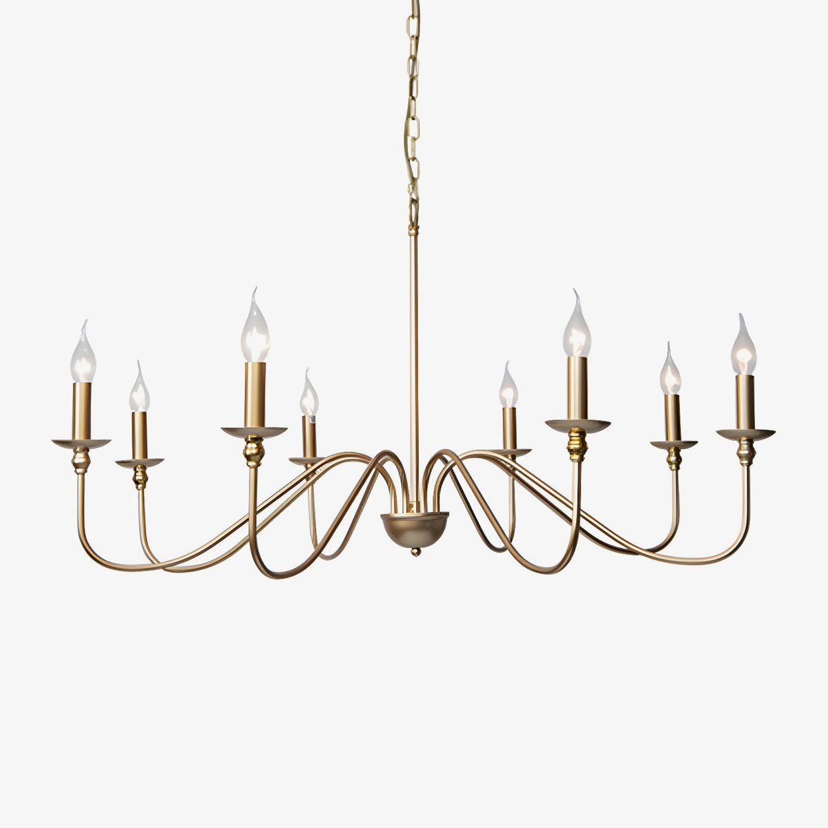 Sculpted Candle Chandelier in Antique Brass, Matte Black, or Brushed Nickel