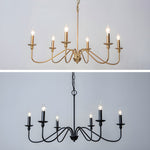 Sculpted Candle Chandelier in Antique Brass, Matte Black, or Brushed Nickel