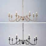 Sculpted Candle Chandelier in Antique Brass, Matte Black, or Brushed Nickel