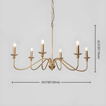 Sculpted Candle Chandelier in Antique Brass, Matte Black, or Brushed Nickel