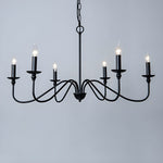 Sculpted Candle Chandelier in Antique Brass, Matte Black, or Brushed Nickel