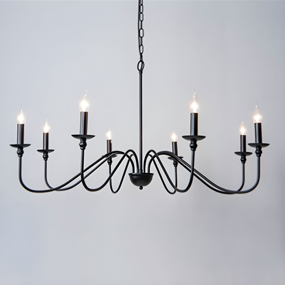 Sculpted Candle Chandelier in Antique Brass, Matte Black, or Brushed Nickel