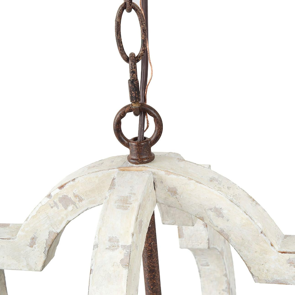 Artisan Wood Globe Chandelier with Geometric Quatrefoil Design