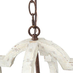 Artisan Wood Globe Chandelier with Geometric Quatrefoil Design