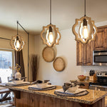 Artisan Wood Globe Chandelier with Geometric Quatrefoil Design