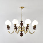 Timeless Globe Chandelier with Wood & Brass Accents – Modern Designer Pendant Light