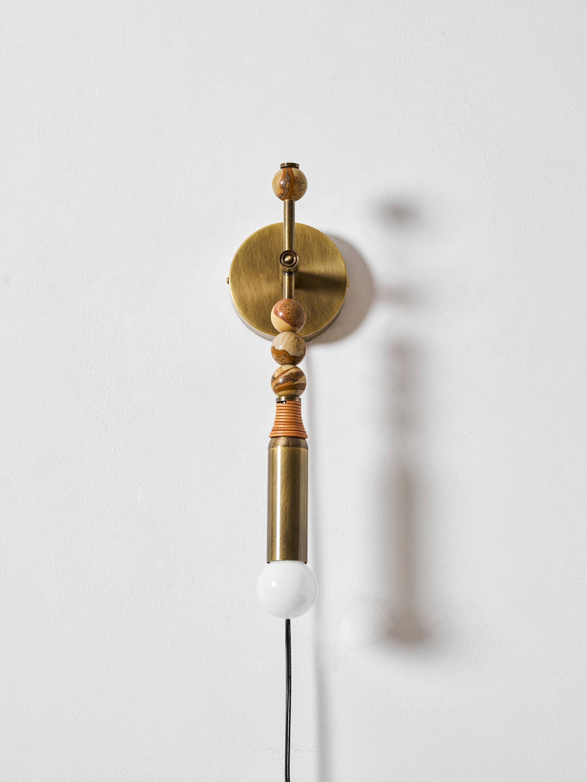 Toam Plug-In Wall Sconce with Marble and Brass Accents