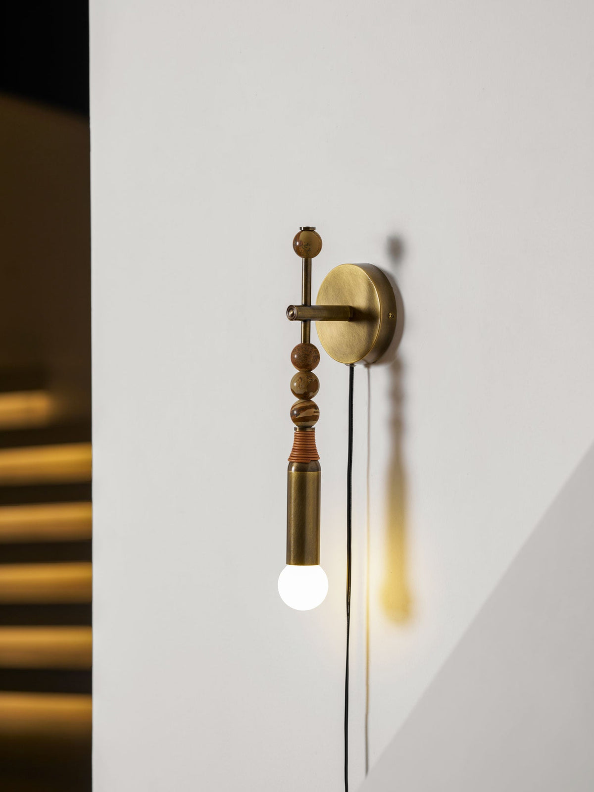 Toam Plug-In Wall Sconce with Marble and Brass Accents