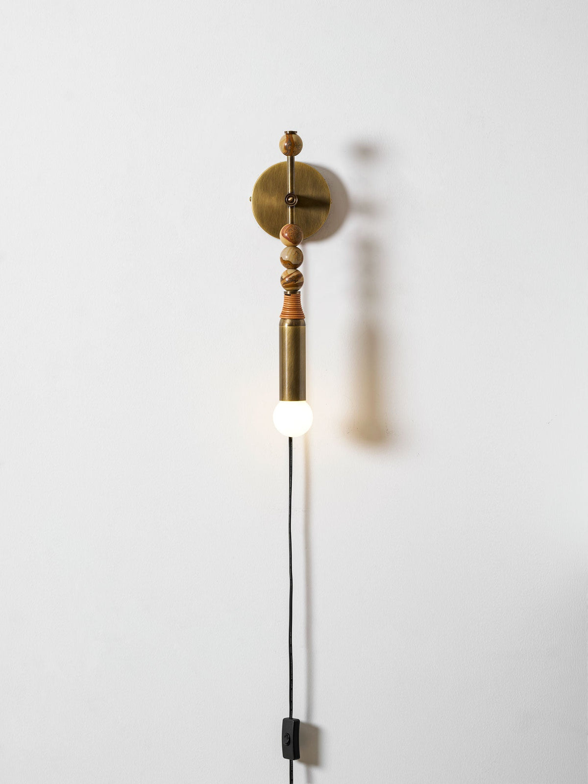 Toam Plug-In Wall Sconce with Marble and Brass Accents