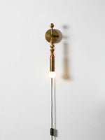 Toam Plug-In Wall Sconce with Marble and Brass Accents