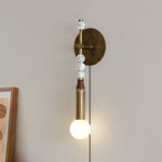 Toam Plug-In Wall Sconce with Marble and Brass Accents