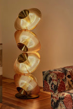 Tol Floor Lamp — Sculptural Gold Resin Totem, Modern LED Floor Light
