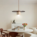 Tondo Travertine Disc Pendant Light in Walnut and Stone