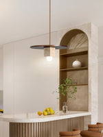 Tondo Travertine Disc Pendant Light in Walnut and Stone