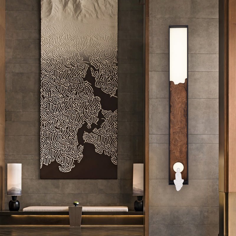 Topographic Lumen Wall Sconce – Sculptural Wood & LED Wall Light
