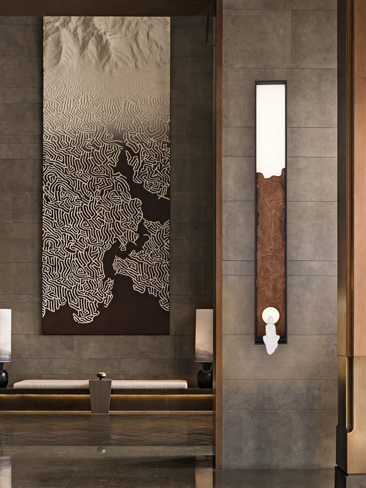 Topographic Lumen Wall Sconce – Sculptural Wood & LED Wall Light