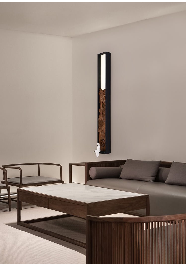 Topographic Lumen Wall Sconce – Sculptural Wood & LED Wall Light