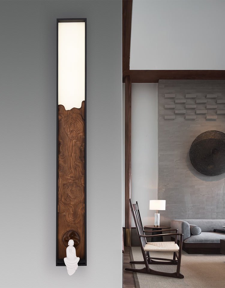 Topographic Lumen Wall Sconce – Sculptural Wood & LED Wall Light