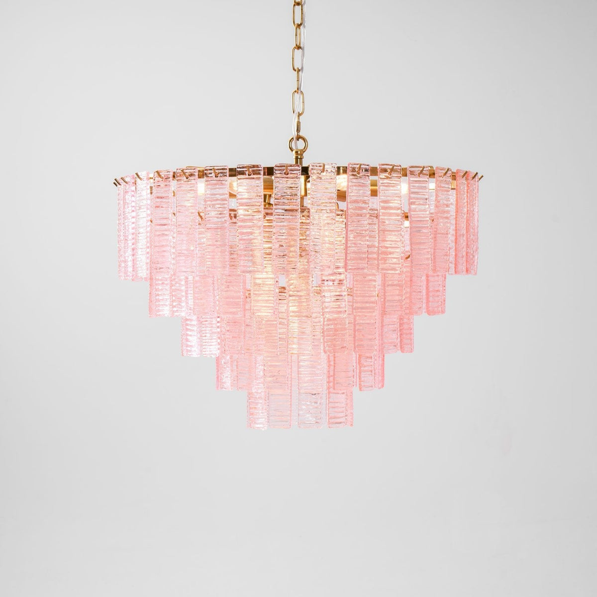Opalora Pink Glass Chandelier | Murano-Style Gold Accent Lighting