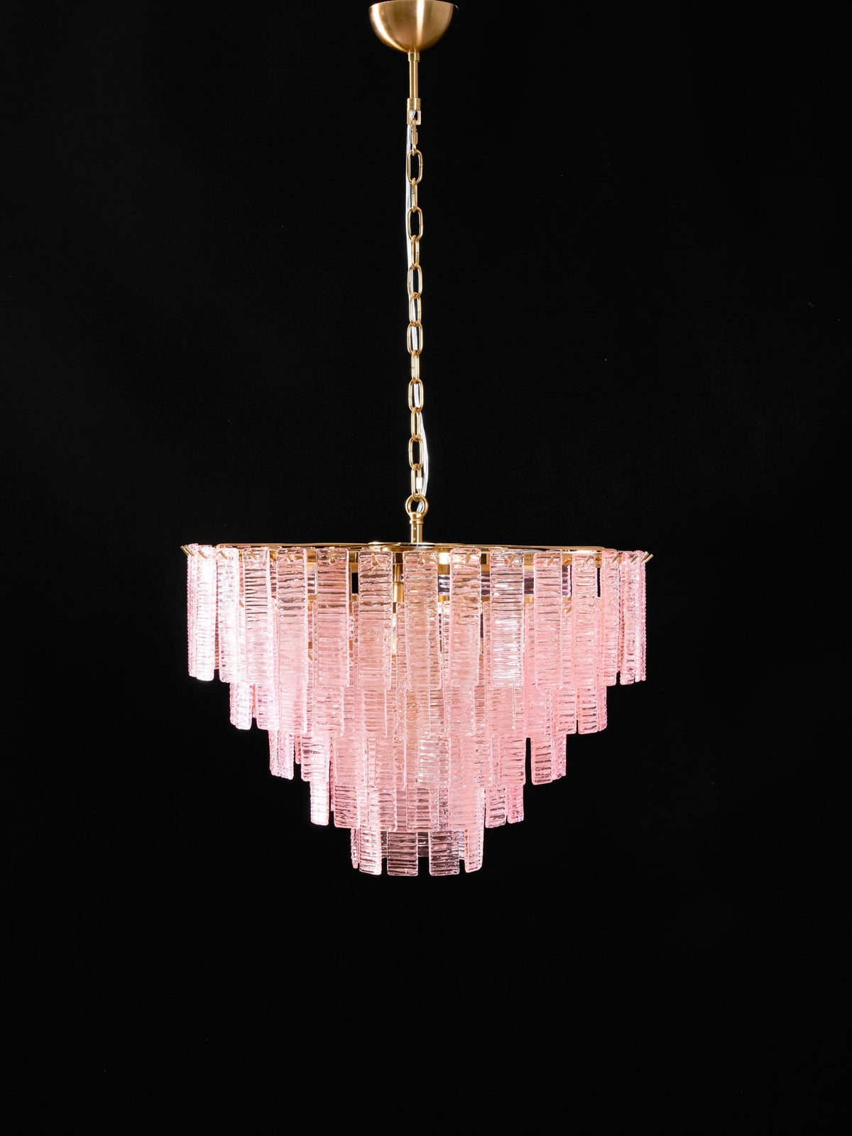 Opalora Pink Glass Chandelier | Murano-Style Gold Accent Lighting