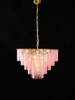 Opalora Pink Glass Chandelier | Murano-Style Gold Accent Lighting