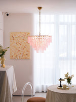 Opalora Pink Glass Chandelier | Murano-Style Gold Accent Lighting