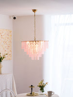 Opalora Pink Glass Chandelier | Murano-Style Gold Accent Lighting