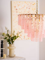 Opalora Pink Glass Chandelier | Murano-Style Gold Accent Lighting