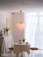 Opalora Pink Glass Chandelier | Murano-Style Gold Accent Lighting