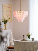 Opalora Pink Glass Chandelier | Murano-Style Gold Accent Lighting