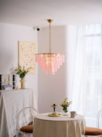 Opalora Pink Glass Chandelier | Murano-Style Gold Accent Lighting