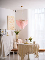 Opalora Pink Glass Chandelier | Murano-Style Gold Accent Lighting