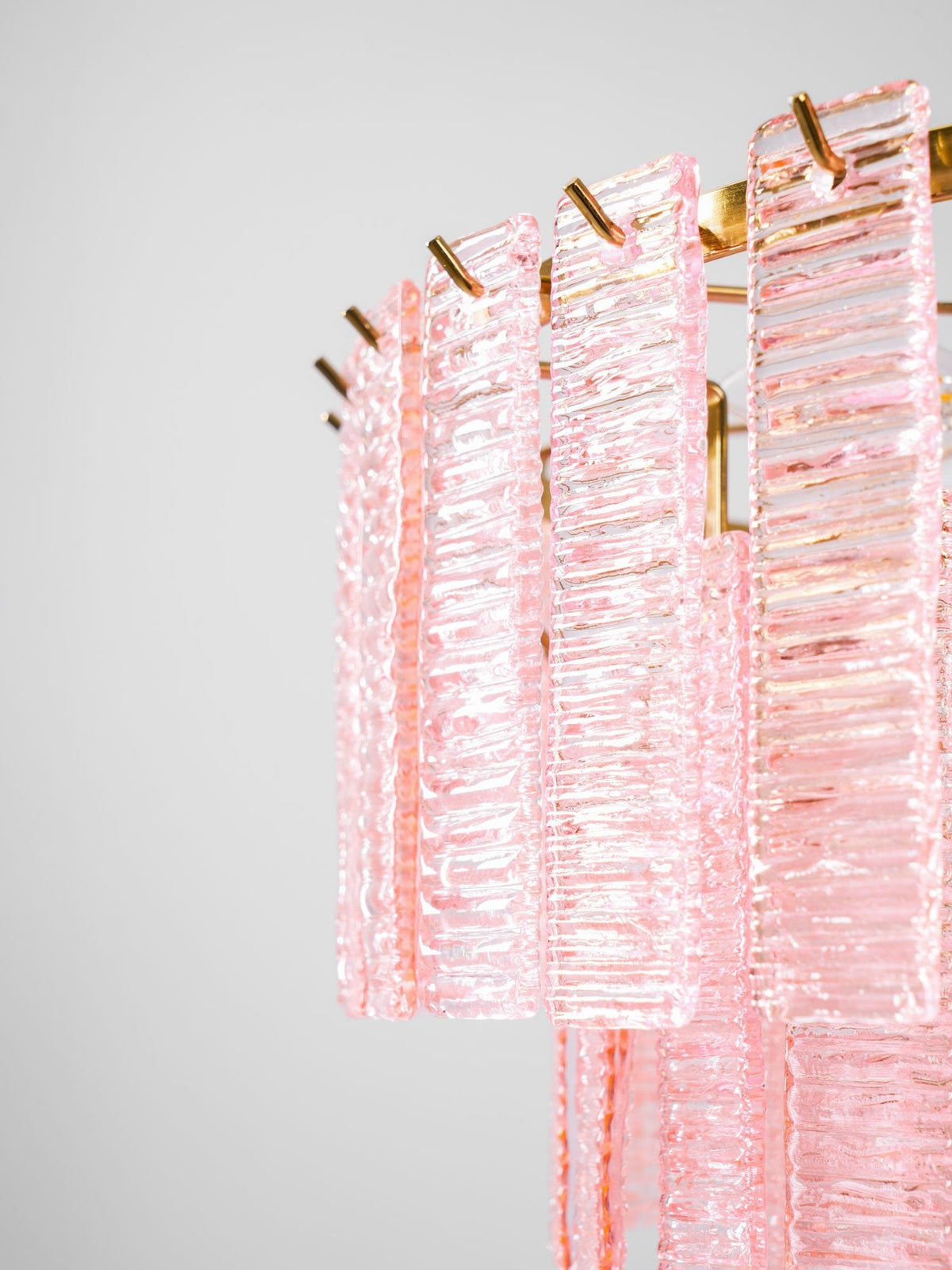 Opalora Pink Glass Chandelier | Murano-Style Gold Accent Lighting