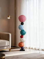 Totem Balance Art Sculpture – Colorful Fiberglass Decorative Piece for Modern Interiors