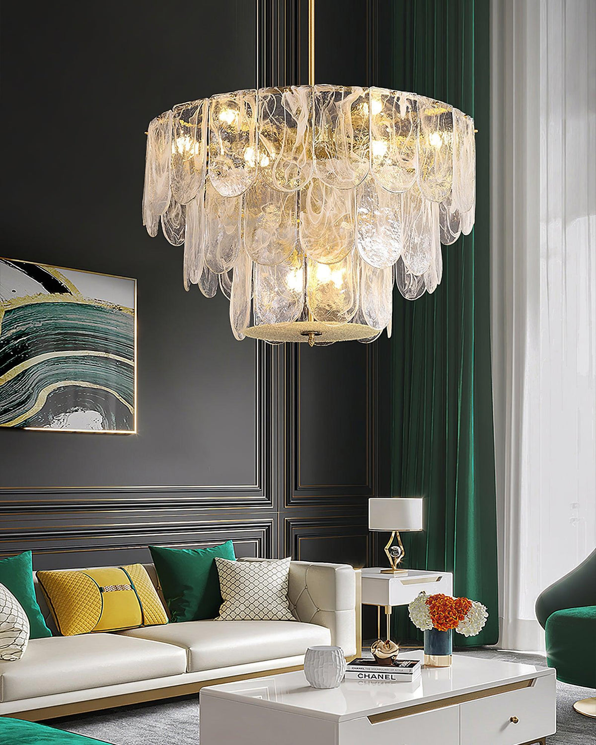 Classic Copper Glass Chandelier for Elegant Dining Rooms and Entryways