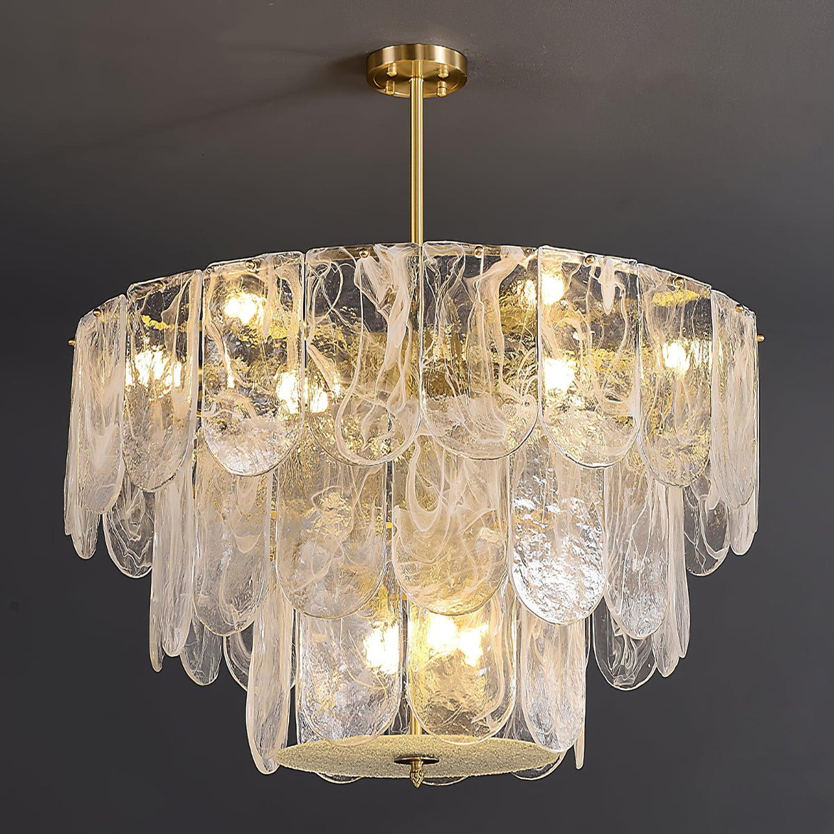 Classic Copper Glass Chandelier for Elegant Dining Rooms and Entryways