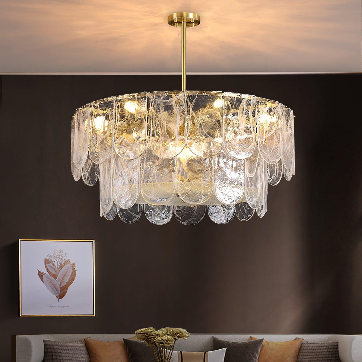 Classic Copper Glass Chandelier for Elegant Dining Rooms and Entryways
