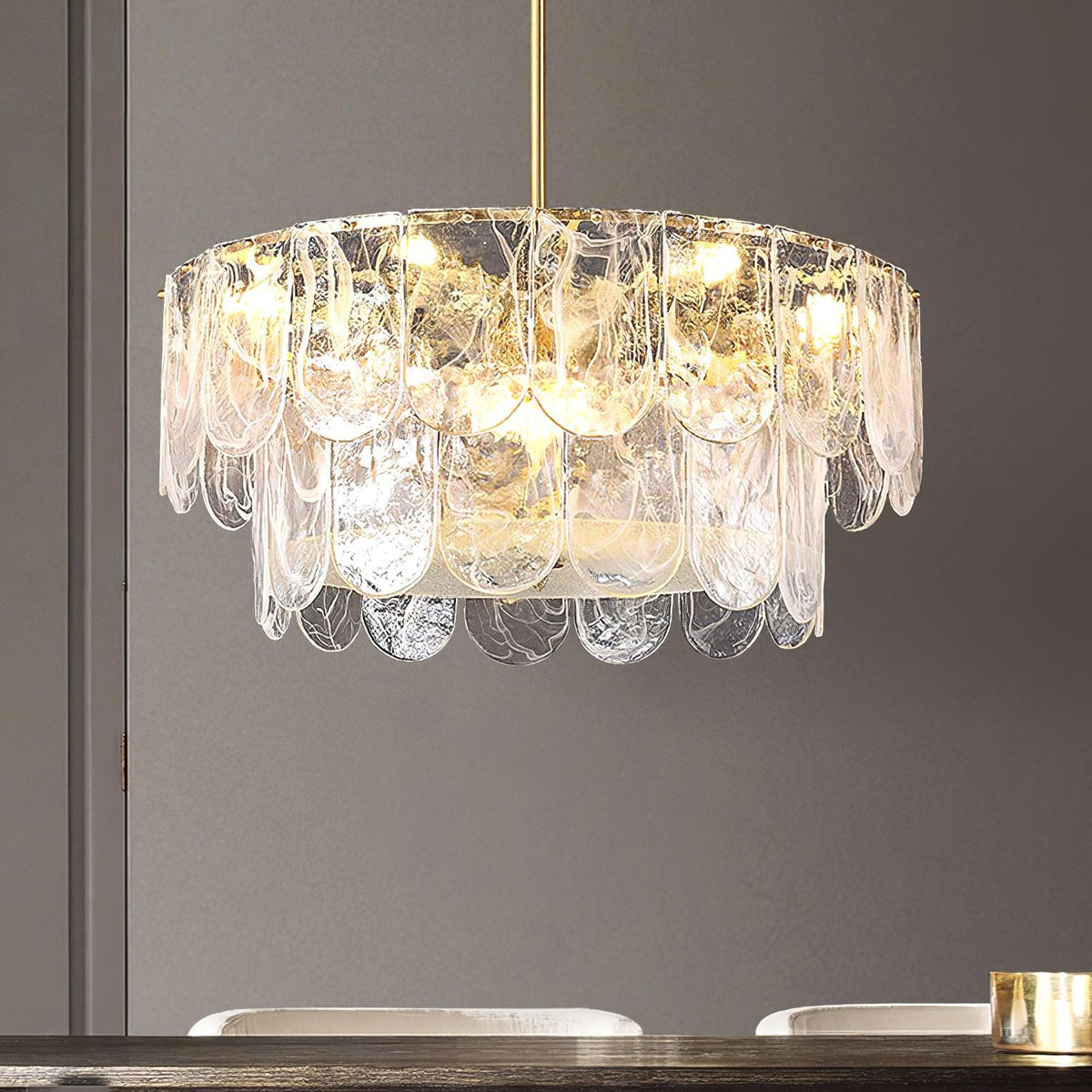 Classic Copper Glass Chandelier for Elegant Dining Rooms and Entryways