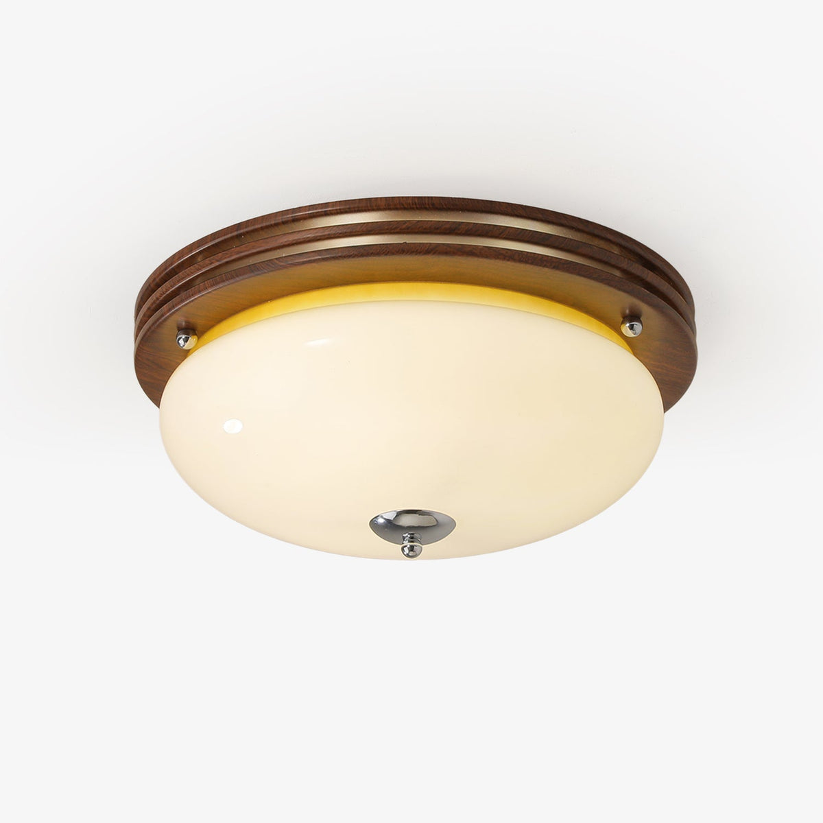 Tranquil Sphere Wood Grain LED Flush Mount Ceiling Light