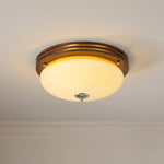 Tranquil Sphere Wood Grain LED Flush Mount Ceiling Light