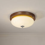 Tranquil Sphere Wood Grain LED Flush Mount Ceiling Light
