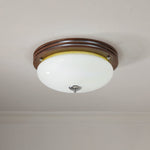 Tranquil Sphere Wood Grain LED Flush Mount Ceiling Light