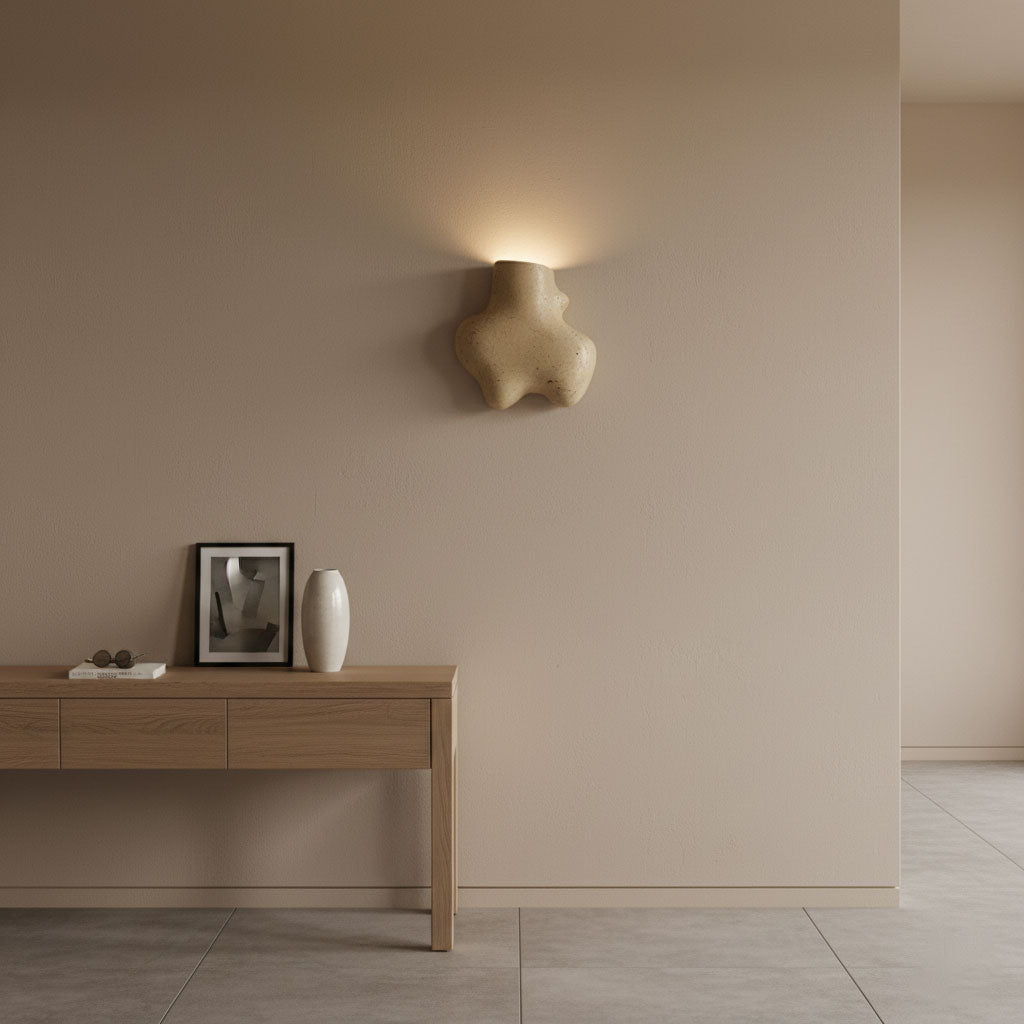 Travertine Abstract Wall Sconce with Warm Ambient Glow