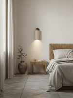 Travertine Cylinder Wall Sconce with Cap – Modern Natural Stone Lighting