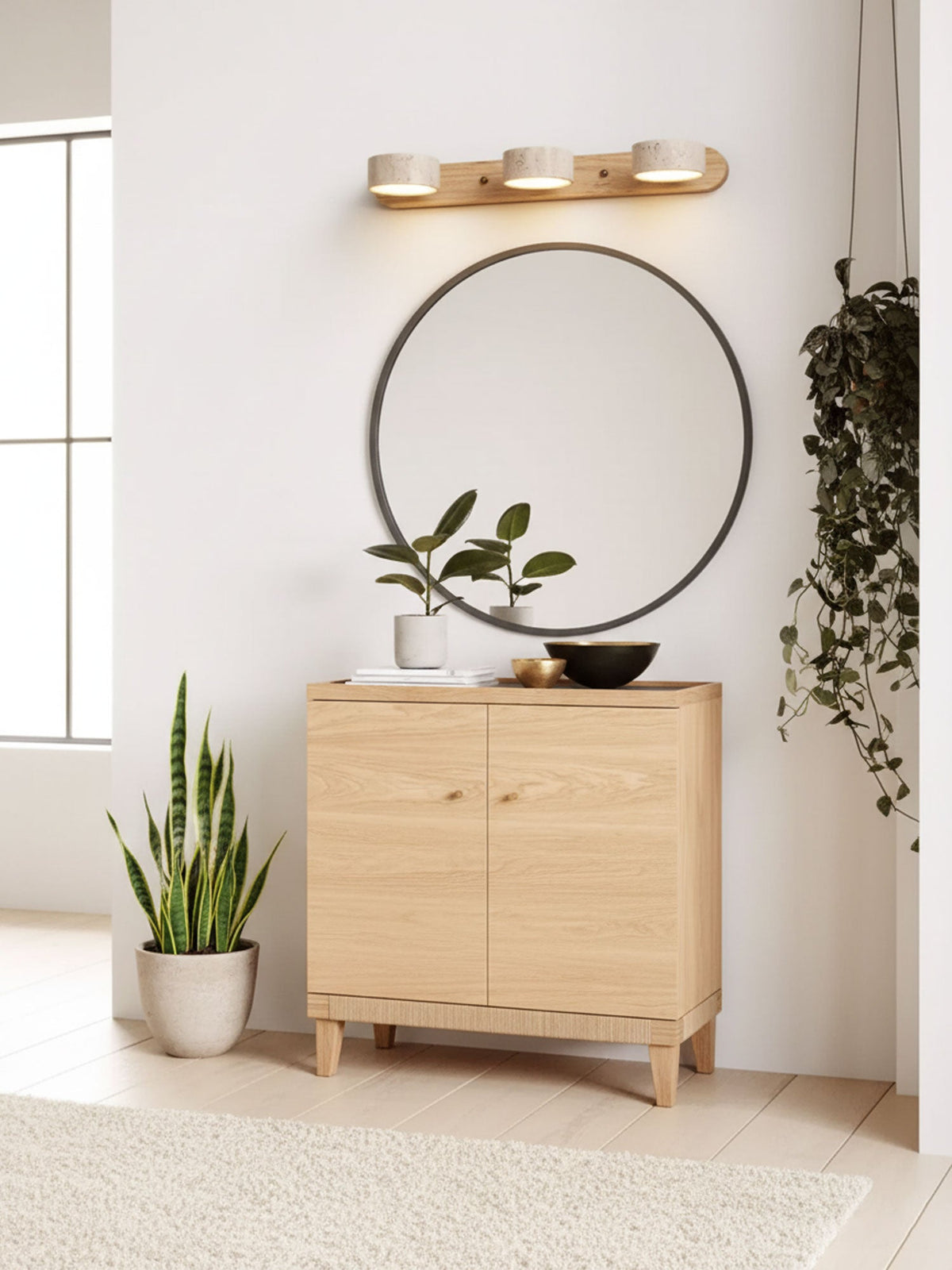 Travertine Duo Wall Sconce — Natural Stone LED Wall Light