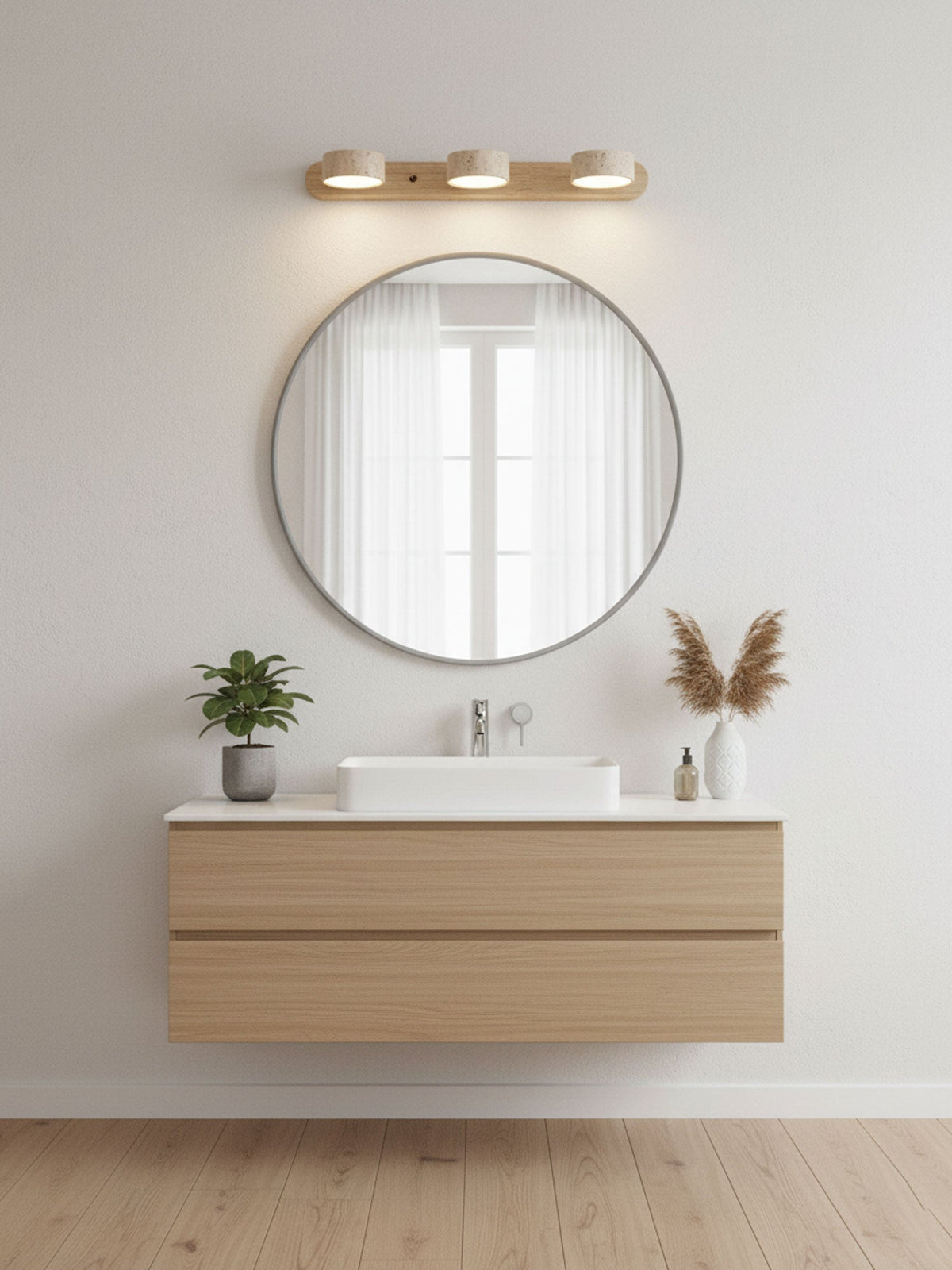 Travertine Duo Wall Sconce — Natural Stone LED Wall Light