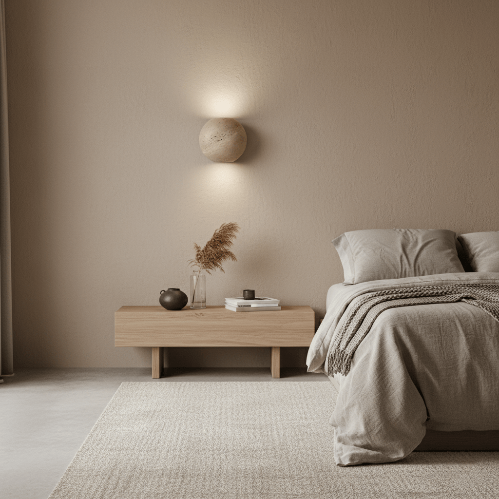 Travertine Globe Wall Sconce – Natural Stone Ambient Lighting