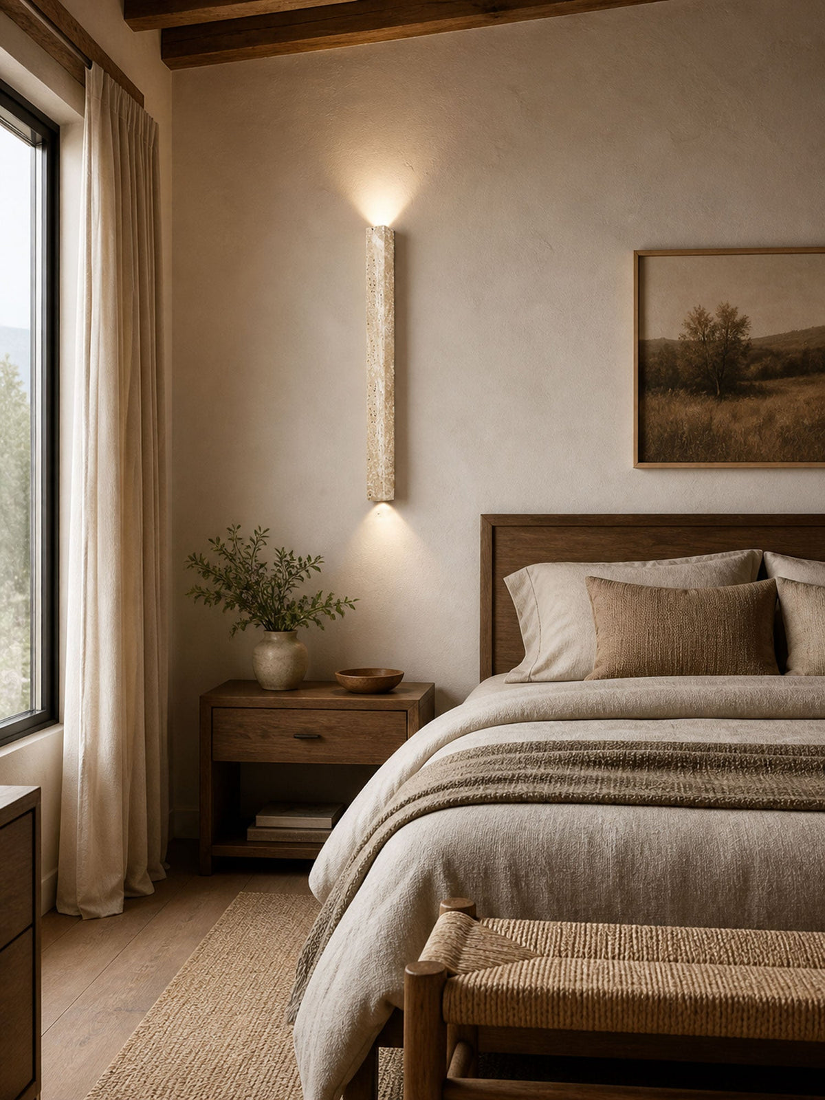 Travertine Wall Sconce with Up and Down Lighting
